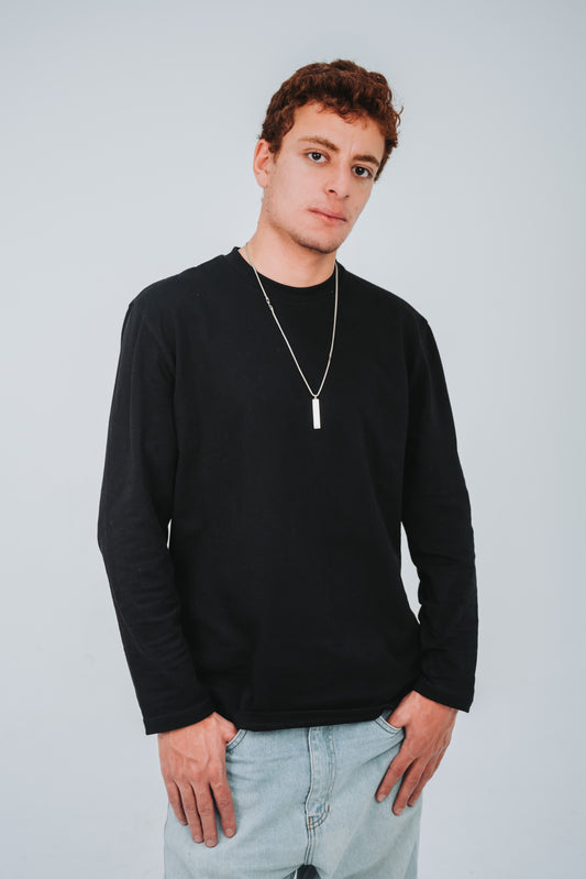 Basic O-Neck Black Long-Sleeves T-Shirt